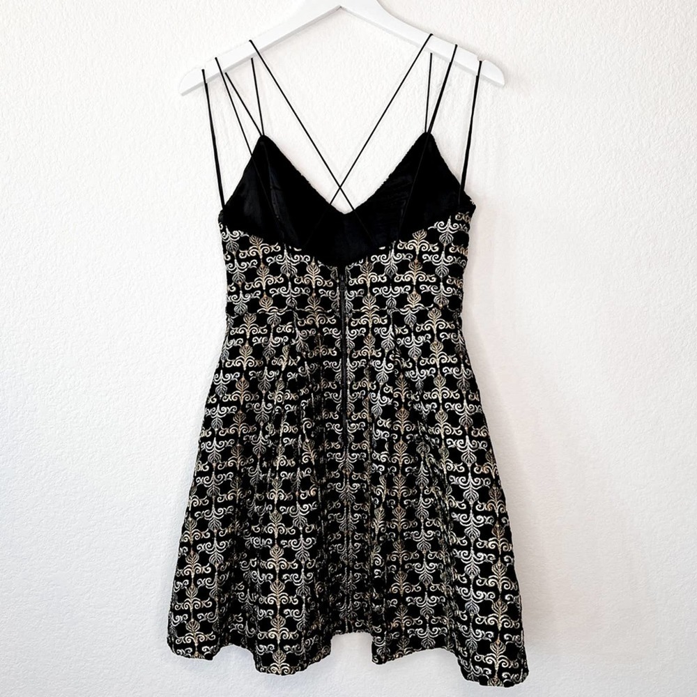 Alice + Olivia Black and Gold Mini Dress​ - Picture 4 of 9